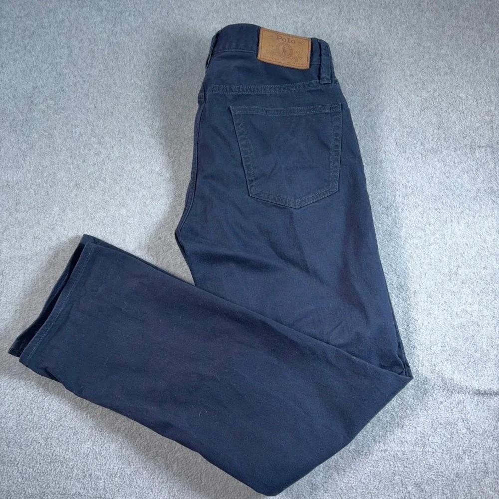 Polo Ralph Lauren Denim Straight Pants Mens 30x30 Navy Blue Solid 5-Pocket